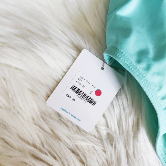 Tropik Mint Green One Shoulder Ruffle Swimsuit NWT - Picture 5 of 10